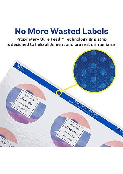 Kesin Beslemeli Yazdırılabilir Yuvarlak Etiketler, 2,5 "çap, Parlak Beyaz, 90 Özelleştirilebilir Etiket (22830) modelleri