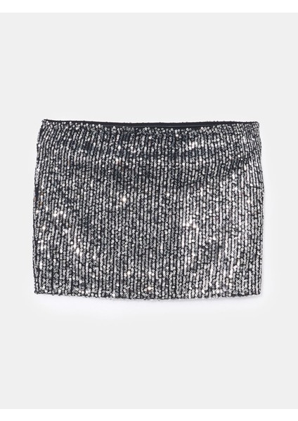 Yeni Sezon Straplez Yaka Pul Payetli Kadın Crop indirimleri