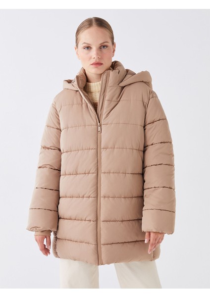 Yeni Sezon Kapüşonlu Düz Oversize Kadın Şişme Mont