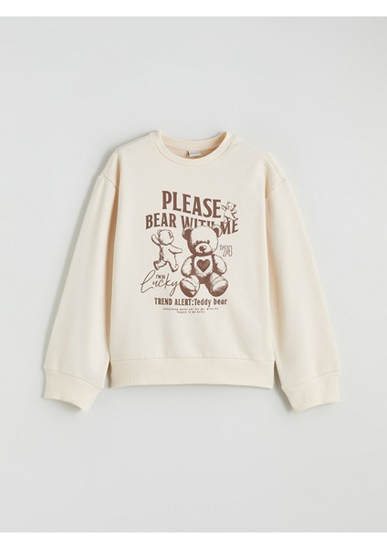 Yeni Sezon Bisiklet Yaka Kız Çocuk Sweatshirt 2'li modelleri