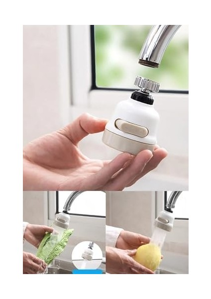 Su Tasasrruflu 3 Fonksiyonlu Mutfak Musluk Başlığı 360 Derece Oynar Başlıklı Beyaz modelleri