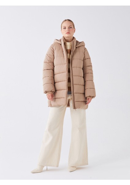 Yeni Sezon Kapüşonlu Düz Oversize Kadın Şişme Mont modelleri