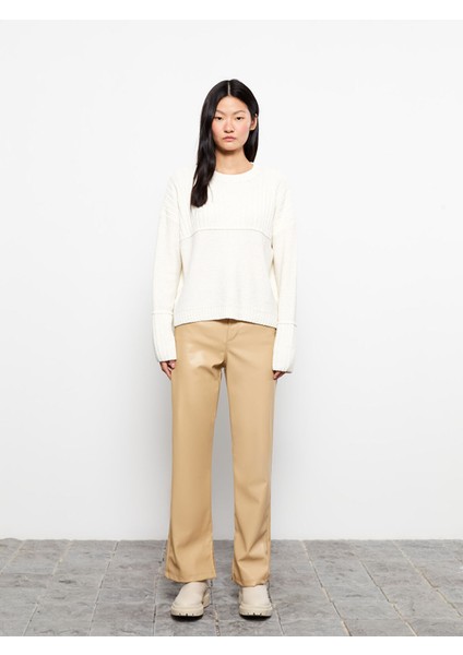 Yeni Sezon Bisiklet Yaka Kendinden Desenli Uzun Kollu Kadın Triko Kazak modelleri