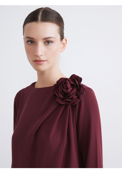 Yeni Sezon Bisiklet Yaka Büzgülü Krep Bluz fırsatları