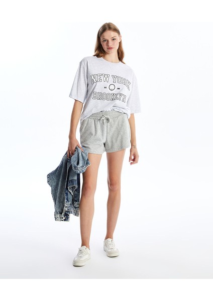 Yeni Sezon Bisiklet Yaka Baskılı Oversize Kadın Tişört fiyatları