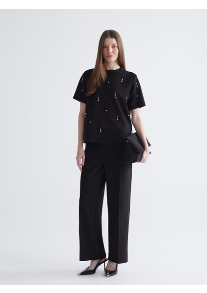 Yeni Sezon Bisiklet Yaka Taşlı Bluz fiyatları