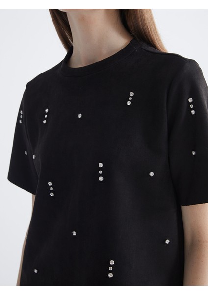 Yeni Sezon Bisiklet Yaka Taşlı Bluz modelleri