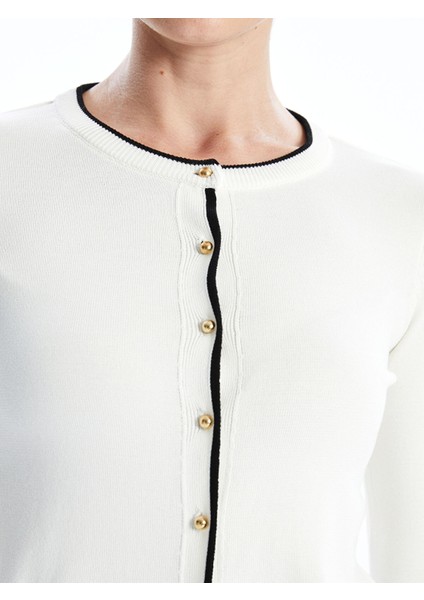 Yeni Sezon Bisiklet Yaka Renk Bloklu Kadın Triko Hırka modelleri