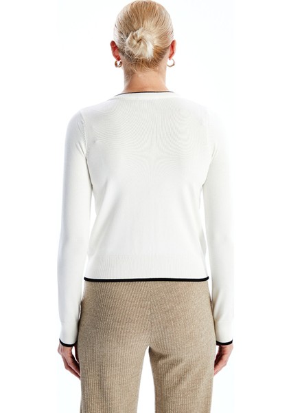 Yeni Sezon Bisiklet Yaka Renk Bloklu Kadın Triko Hırka fırsatları