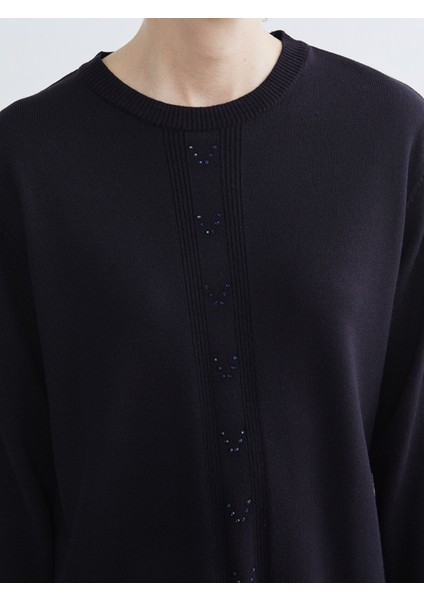 Yeni Sezon Bisiklet Yaka Taşlı Kadın Triko Kazak modelleri