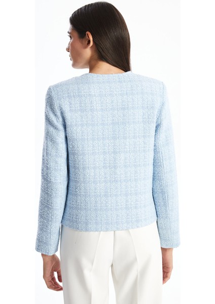 Yeni Sezon Bisiklet Yaka Desenli Uzun Kollu Kadın Tüvit Ceket fırsatları