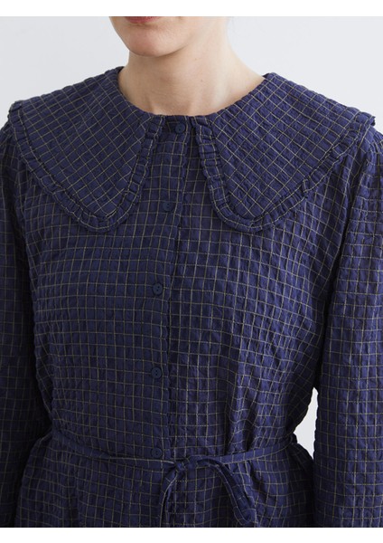 Yeni Sezon Bebe Yaka Ekose Gofre Kadın Gömlek modelleri