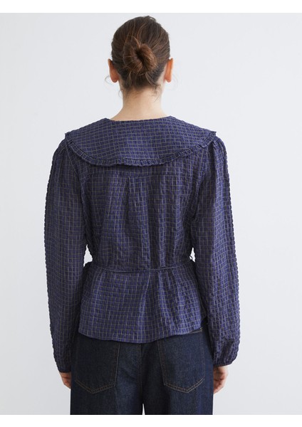 Yeni Sezon Bebe Yaka Ekose Gofre Kadın Gömlek fırsatları