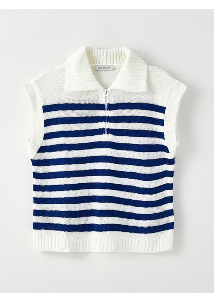 Yeni Sezon Polo Yaka Çizgili Kadın Triko Süveter indirimleri