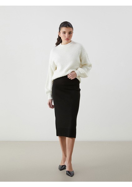 Yeni Sezon Beli Lastikli Kadın Triko Etek