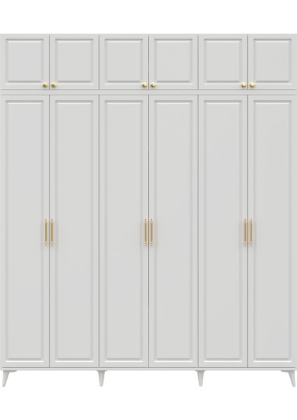 Milas Gold 6 Kapaklı Komple Mdf Ayaklı Yüklüklü Gardırop -Elbise Dolabı - Yüklük Dolabı modelleri