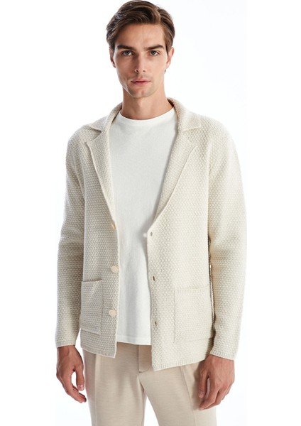 Yeni Sezon Standart Kalıp Ceket Yaka Erkek Triko Hırka