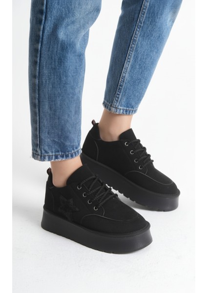 Kadın Halat Bağcıklı Süet Yıldız Detaylı Kalın Taban Bot & Bootie fiyatları