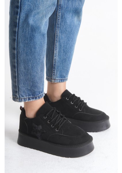 Kadın Halat Bağcıklı Süet Yıldız Detaylı Kalın Taban Bot & Bootie fırsatları