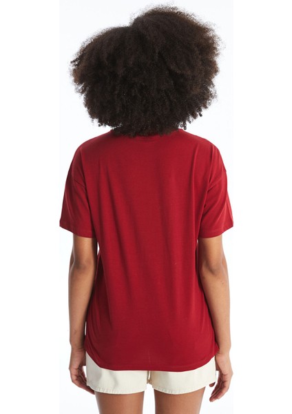 Yeni Sezon Bisiklet Yaka Baskılı Kısa Kollu Kadın Tişört fırsatları