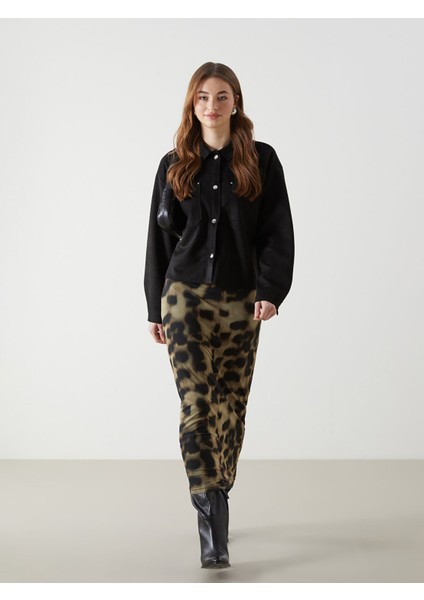 Yeni Sezon Beli Lastikli Ekstra Dar Fit Desenli Kadın Etek