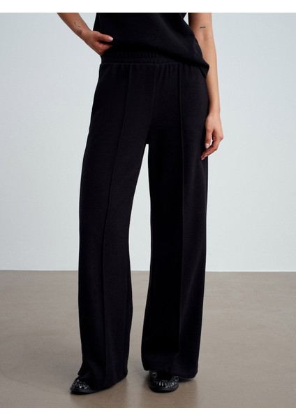 71927 Beli Lastikli Dikiş Detaylı Bol Eşofman-Siyah indirimleri