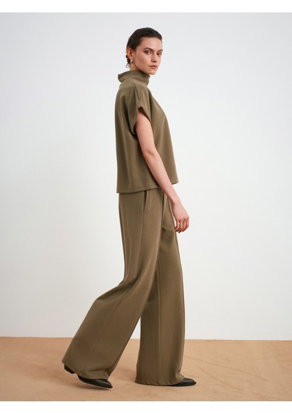 71927 Beli Lastikli Dikiş Detaylı Bol Eşofman-Açık Haki indirimleri