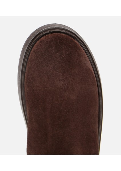 01BOH317830A480 KADIN Süet Deri Kahverengi Lastik Detaylı Kalın Tabanlı Düz Bot indirimleri