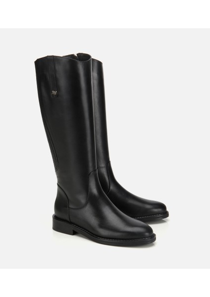 01CIH313330A100 KADIN Deri Siyah Lastik Detaylı Binici Düz Çizme fiyatları