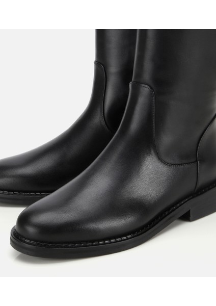 01CIH313330A100 KADIN Deri Siyah Lastik Detaylı Binici Düz Çizme modelleri