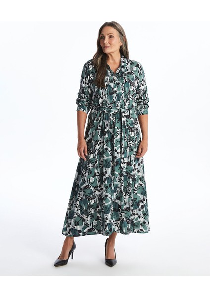 Yeni Sezon Desenli Kadın Gömlek Elbise