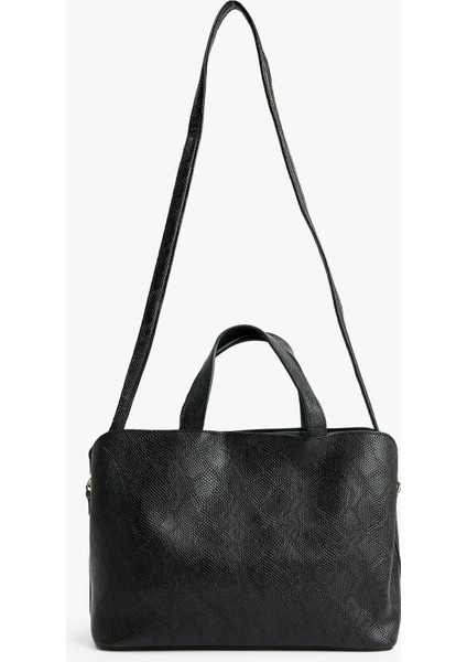 Yılan Derisi Desenli Suni Deri Saplı Askılı Tote Çanta