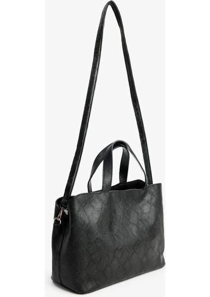 Yılan Derisi Desenli Suni Deri Saplı Askılı Tote Çanta fiyatları