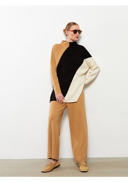 Yeni Sezon Kadın Standart Fit Düz Triko Pantolon