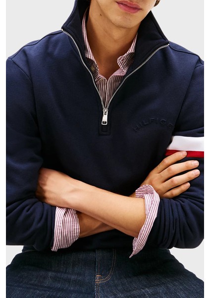 Pamuklu Regular Fit Fermuarlı Dik Yaka Sweat Erkek Sweat MW0MW40480 Dw5 fiyatları