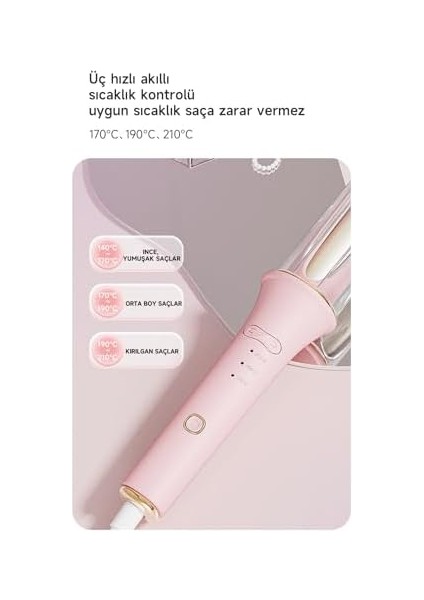 Pluzz Otomatik Saç Maşası Kalın Su Dalgası 32MM - 30 Saniyede Isınma (Pembe) fiyatları