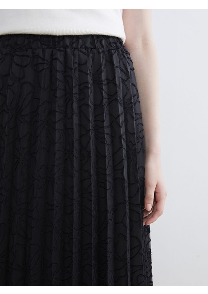 Yeni Sezon Beli Lastikli Desenli Şifon Pileli Etek modelleri