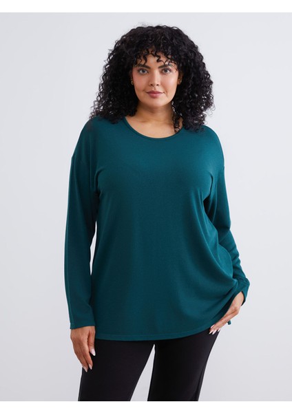 Yeni Sezon Büyük Beden Bisiklet Yaka Oversize Kadın Tişört