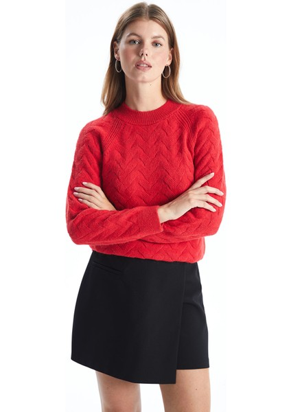 Yeni Sezon Bisiklet Yaka Kendinden Desenli Kadın Triko Kazak fiyatları