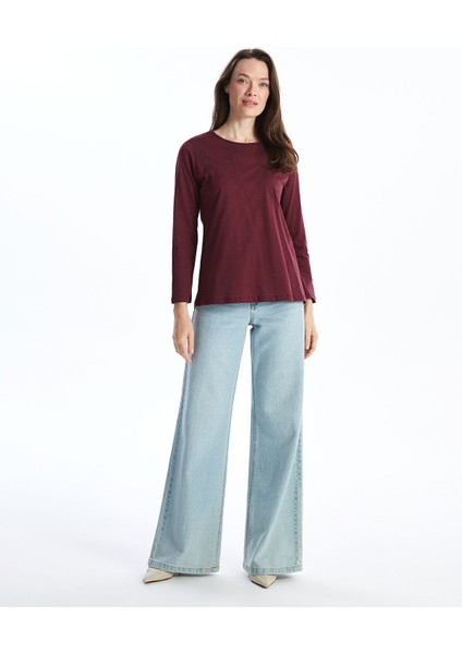 Yeni Sezon Bisiklet Yaka Nakışlı Kadın Bluz modelleri