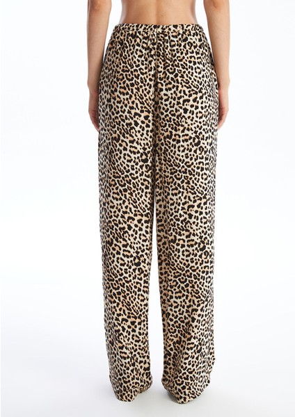 Yeni Sezon Beli Lastikli Leopar Desenli Kadın Pantolon fırsatları