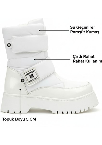 MİAX Paraşüt Kumaş Su Geçirmez Beyaz Kar Botu modelleri