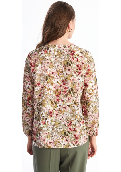 Yeni Sezon Bağlamalı Yaka Çiçekli Uzun Kollu Kadın Bluz fırsatları
