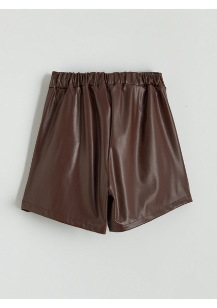 Yeni Sezon Beli Lastikli Deri Görünümlü Pileli Kız Çocuk Etek fırsatları