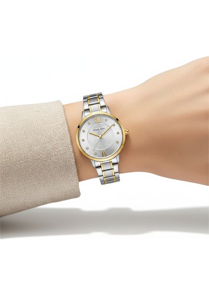 Kadın Kol Saati Altın ve Gümüş Renk, Taşlı Kadran - Şık Metal Kordon, 2 Yıl Garantili modelleri