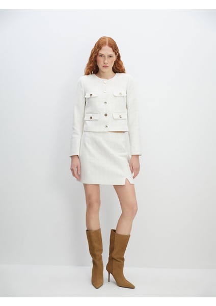 Yeni Sezon Beli Fermuarlı Ekose Kadın Etek