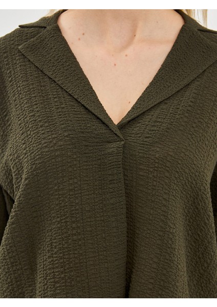 Yeni Sezon Gömlek Yaka Gofre Kadın Bluz modelleri