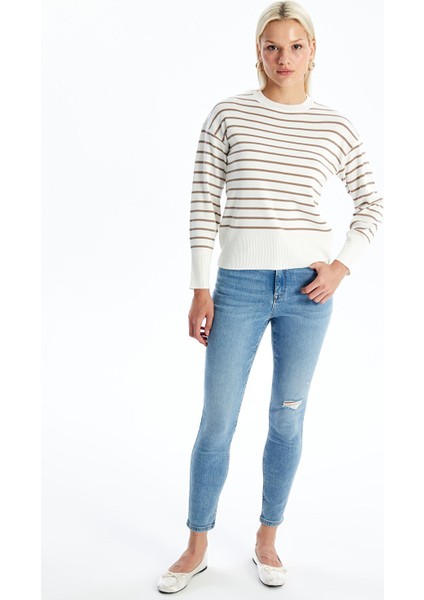 Yeni Sezon Bisiklet Yaka Çizgili Uzun Kollu Kadın Triko Kazak fiyatları