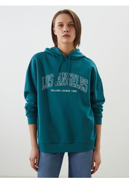 Yeni Sezon Los Angeles Baskılı Oversize Kadın Kalın Hoodie