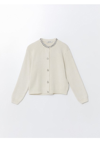 Yeni Sezon Bisiklet Yaka Taşlı Kadın Triko Hırka indirimleri